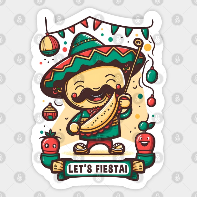 Let's Fiesta Cinco De Mayo Funny Mexican Sticker by Ai Wanderer